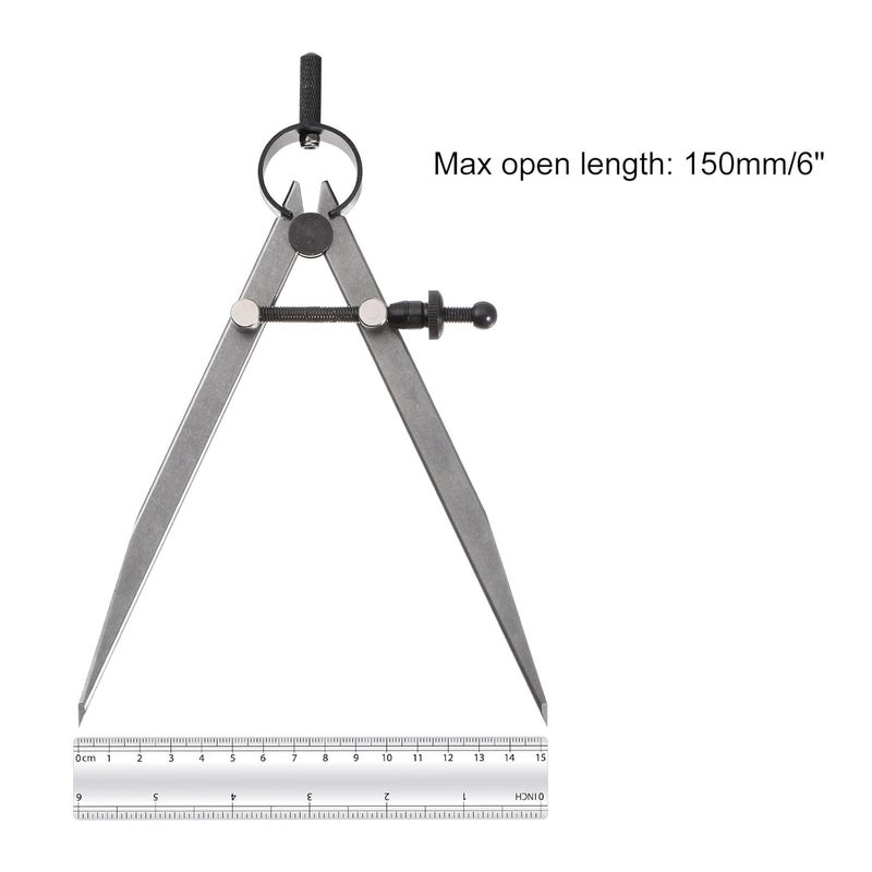 Kozelo Spring Joint Caliper - [6 Inch] Carbon Steel Spring Divider Caliper with Solid Nut for Metalworking Drawing Use, Flat Leg - Image 5